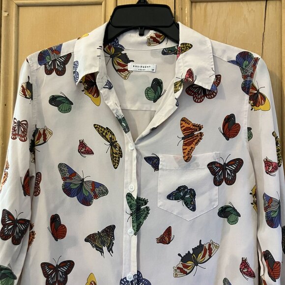 Equipment Femme Womens Essential Butterfly 100% Silk Shirt Small White SP EXC - Picture 3 of 12